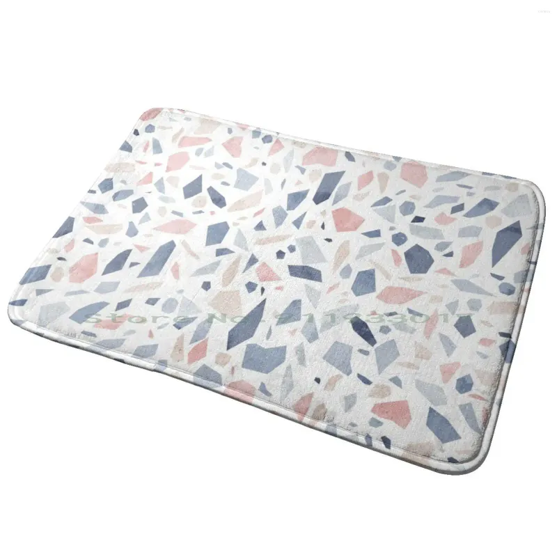 Tapis Vintage Pastel Bleu Rose Beige Géométrique Terrazzo Motif Tapis De Porte D'entrée Tapis De Bain Agriculture Poulet Animal Combat D'oiseaux