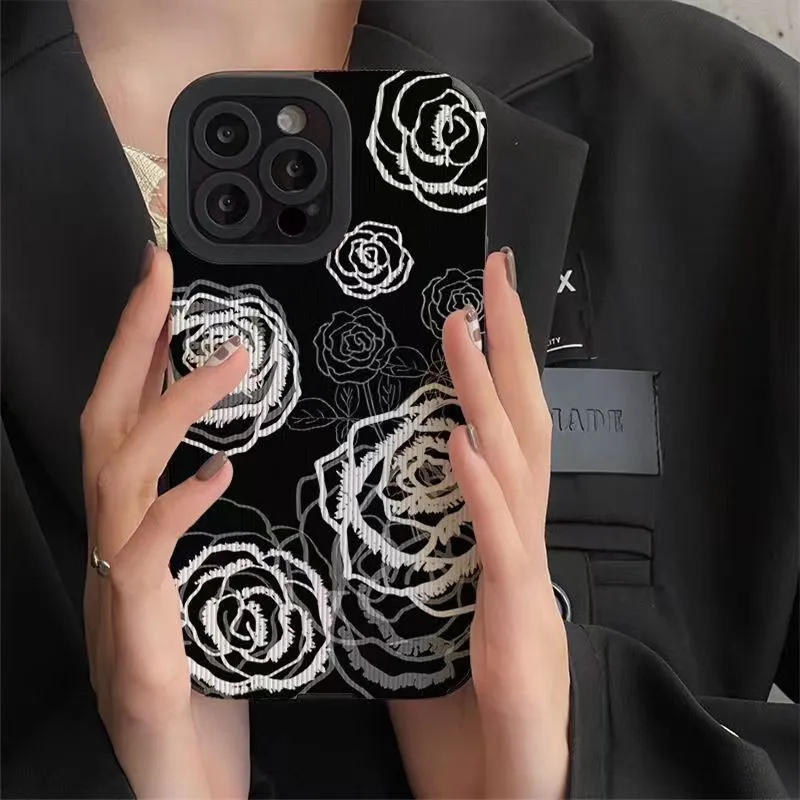 Deri moda iPhone 15 14 13 12 11 Pro Max XS X XR 15 artı moda yumuşak silikon siyah arka kapak 