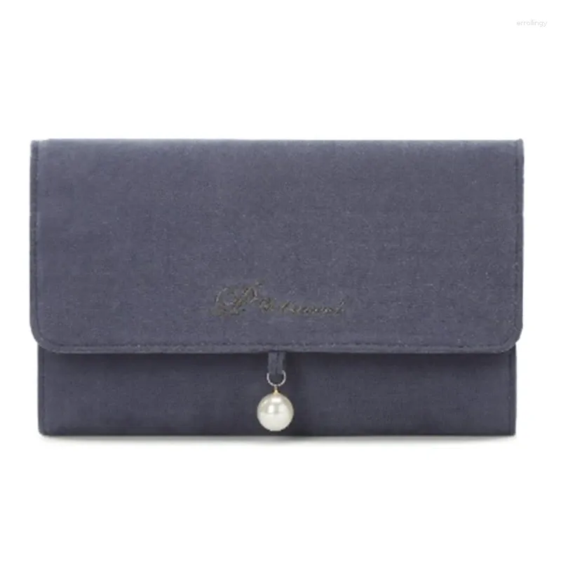 Astucci per gioielli 1 pz Custodia da viaggio Organizer Borsa in tessuto di cotone fresato blu navy per collane Anelli Orecchini Bracciali