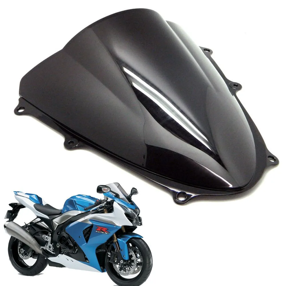 Motosiklet Clear Siyah Çift Kabarcık Ön Cam Ön Cam Abs Suzuki GSXR 1000 2009-2016 K9