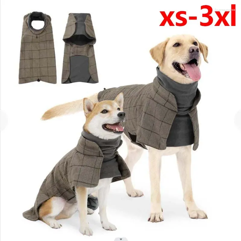 Vêtements pour chiens Taille moyenne Trench-Coat Gentleman British Plaid Veste à col haut Gilet Automne et hiver Chaud réglable