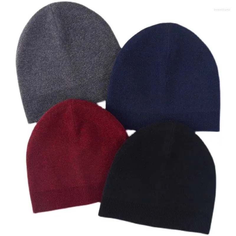 Berets Merino Wool Beanie Hat Cashmere Knitted Warm Winter Keep Hats Men Women Soft Thermal Cap One Size