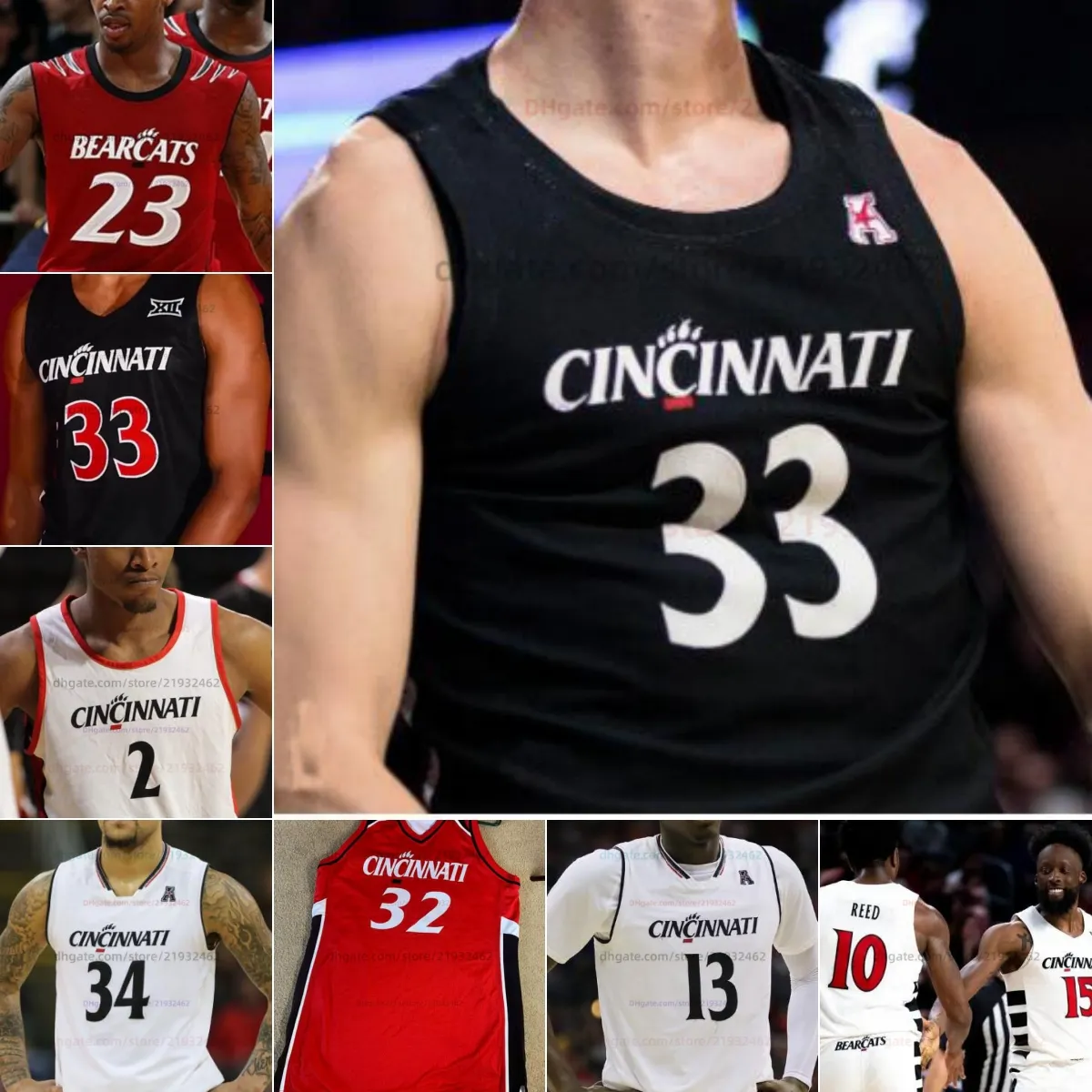 Maillot de basket-ball personnalisé Josh Reed College Cincinnati Bearcats Personnalisé n'importe quel numéro de nom Hommes Femmes Maillots de jeunesse TOUS COUSU CJ Anthony Jamille Reynolds Long