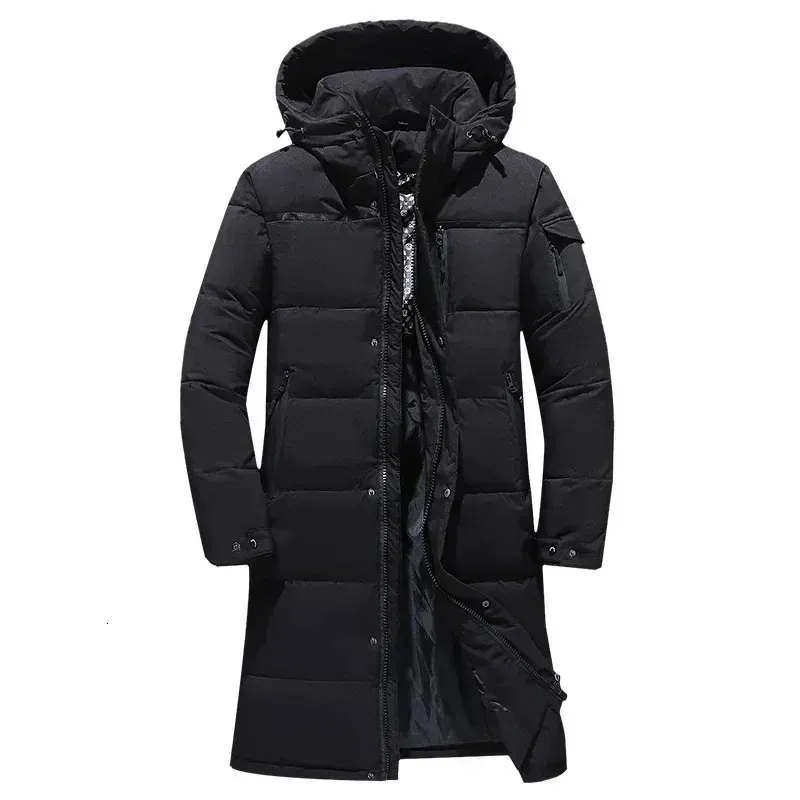 겨울 남자 다운 재킷 고품질 두꺼운 열 방수 롱 파카 코트 남자 흰색 오리 다운 후드 트 재킷 5xl 231229