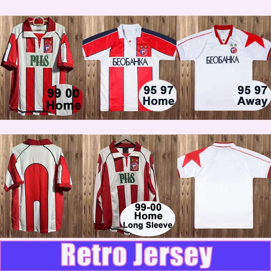 1995 1997 Crvena Zvezda Beograd Retro Soccer Jerseys 99-00 Long Sleeve Home بعيدًا عن قمصان كرة القدم قصيرة الأكمام