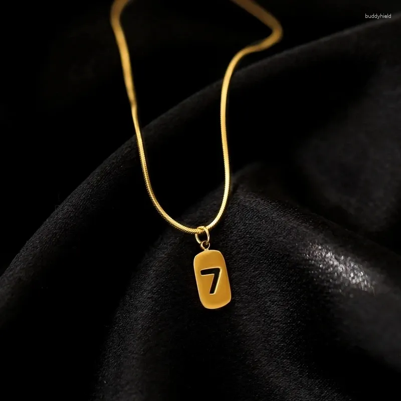 Ожерелья с подвеской 2024, модное ожерелье «Счастливое число семь», колье для женщин, ювелирные изделия из нержавеющей стали, талисман, амулет, подарок подруге