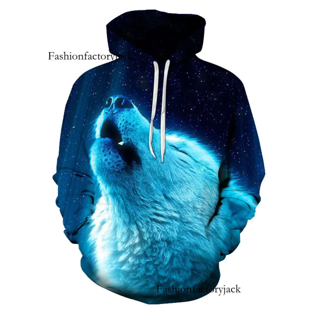 Amazon Hot Mens Foreign Trade Wolf Tiger Animal Lion 3D Sweater