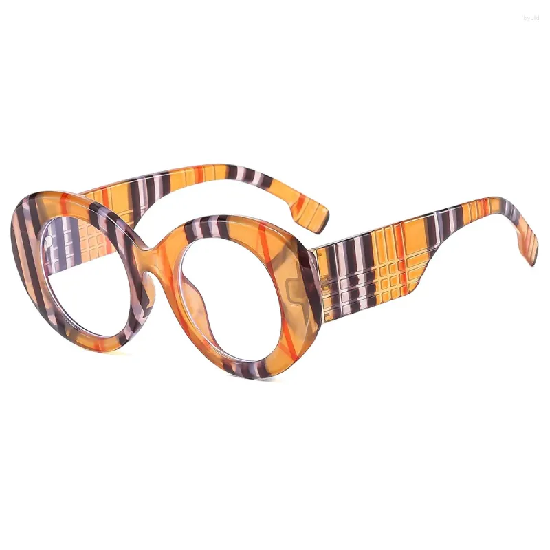 Lunettes de soleil 2024 Monture de lunettes ronde Rétro Grandes jambes épaisses Lignes carrées Simple Mode Miroir lumineux plat