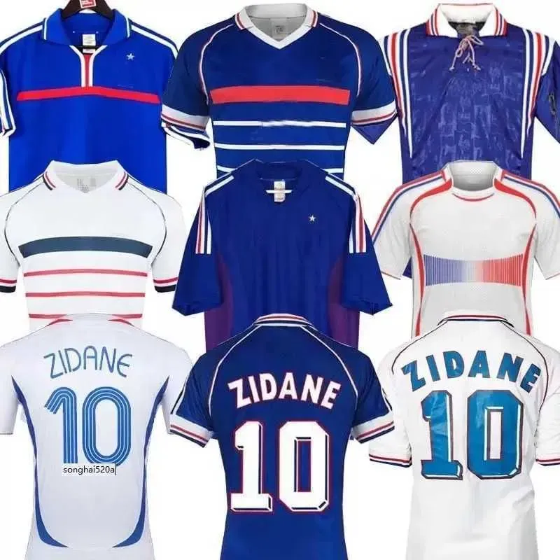 1998 2002 RETRO Franse 18 voetbalshirts VINTAGE ZIDANE HENRY MAILLOT 1996 2004 voetbalshirts shirt Trezeguet uitfinale 2006 wit