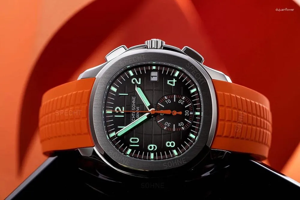 Armbanduhren, die Produkte verkaufen, Sportuhren für Herren, orange Top, Stahl, Gummi, leuchtende Armbanduhr, modischer Chronograph