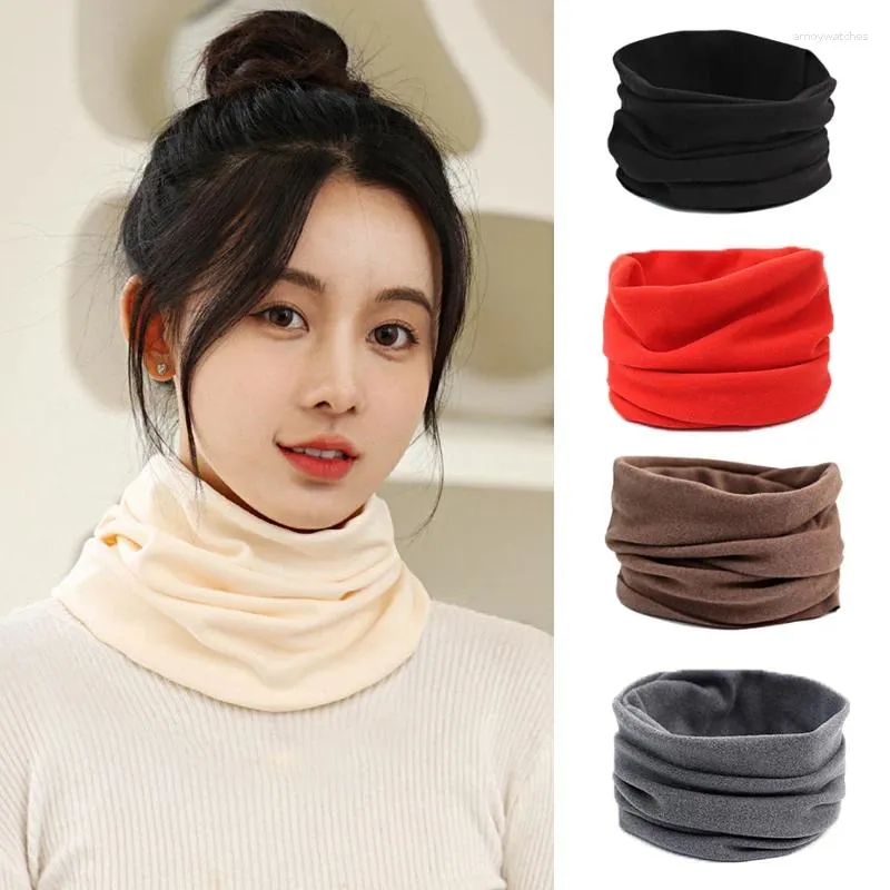 Scarves Winter Scarf For Women Men Solid Plush Cotton Warm Ring Knitted Full Face Mask Snood Neck Windproof Neckerchief