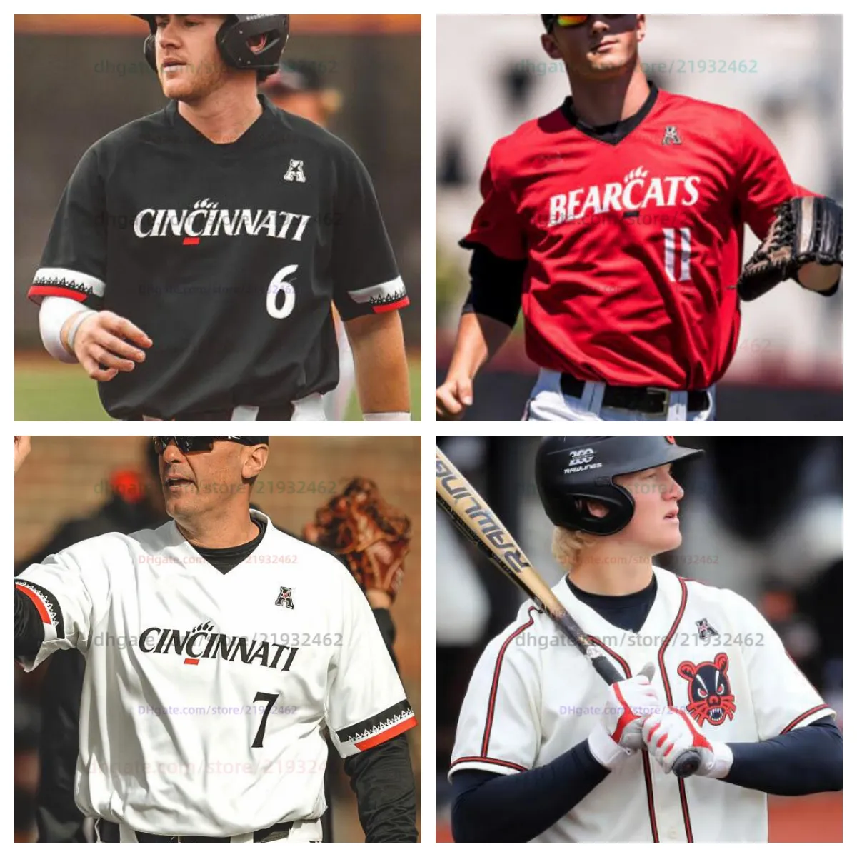 Personnaliser Cincinnati 0 Alec Jones Bearcats NCAA College Baseball cousu maillots n'importe quel nom n'importe quel numéro porte Kerrington Cross 3 Christian Mitchelle 4 Sean Springer