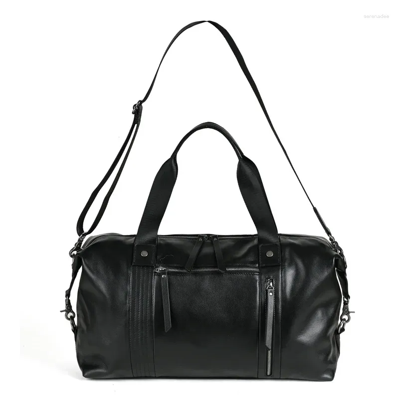 Duffel Bags Genuine Leather Men Women Big Traveling Soft Real Cowhide Carry Hand Luggage Travel Shoulder Bag Weekend