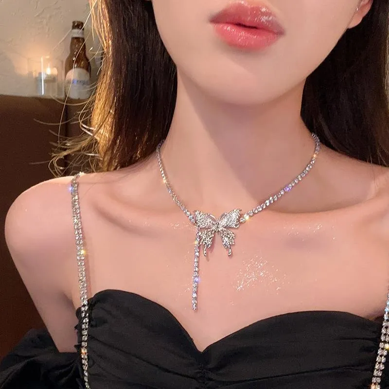 2024 New Fashion Trend Unique Design Exquisite Light Luxury Zircon Round 14K White Gold necklace For Women Jewelry Wedding Party Premium Gifts