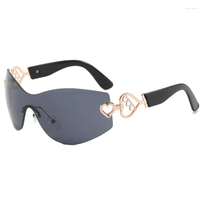 Lunettes de soleil sans monture pour hommes et femmes, amour personnalisé Y2K, lunettes de styliste une pièce UV400