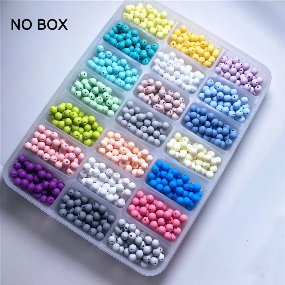 Candy Beads 100pc سيليكون تسنين Baby Beads 10- 20mm طعام آمن من الدرجة التمريض مضغ مدورة حبات السيليكون قلادة 195p