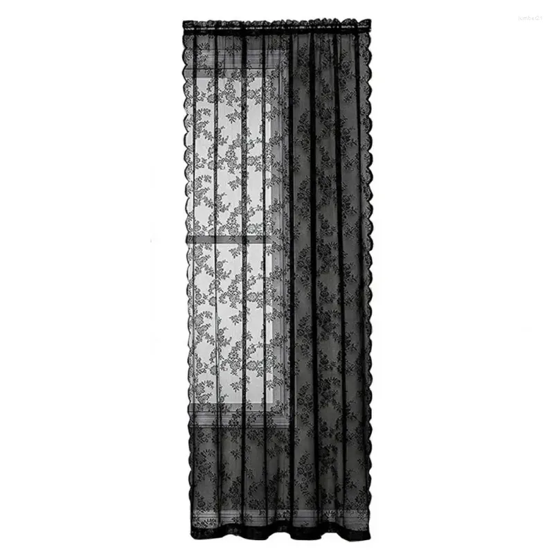 Curtain Simple Tear Resistant Floral Patterned Black Lace Sheer Extra Soft Easy Installation Tulle Home Supplies