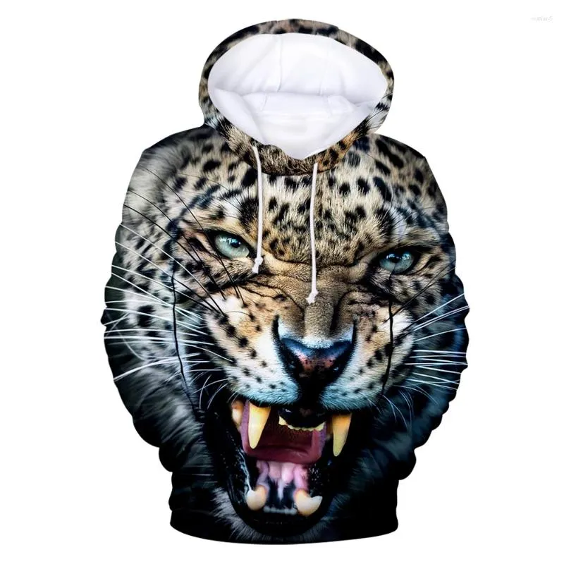 Felpe con cappuccio da uomo Felpa con stampa leopardata 3D Moda Uomo Donna Street Felpa casual Animale Harajuku