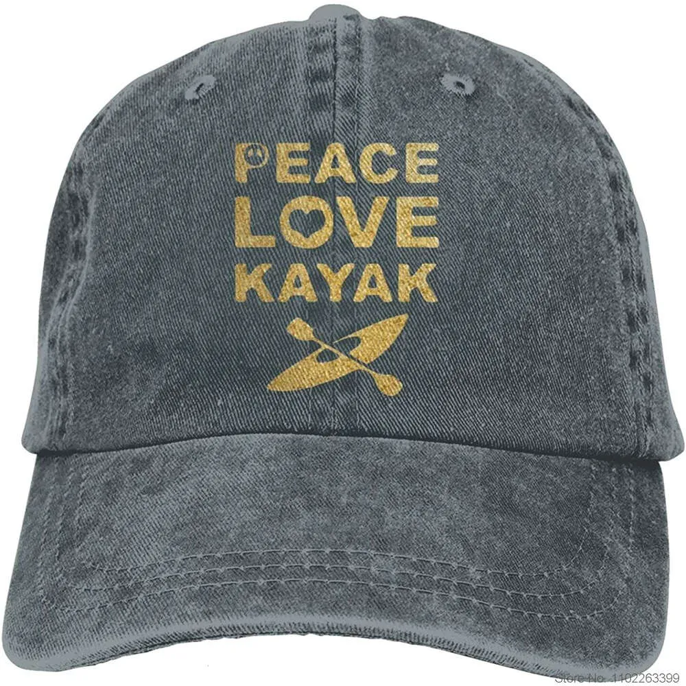 Casquette de Baseball Peace Love Kayak Denim, chapeaux de camionneur réglables, casquette de papa