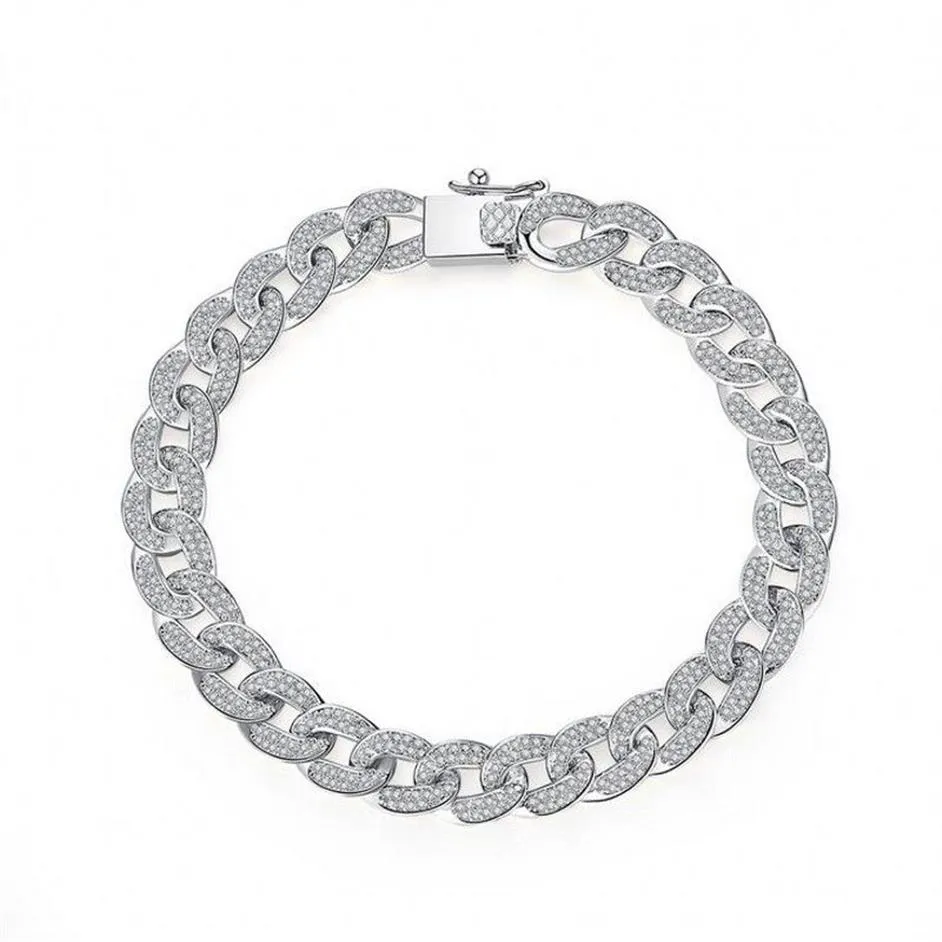 Hip Hop Vintage Bijoux De Mode 18K Réel Or Blanc Remplissage Blanc Clair 5A Cubique Zircone Parti Populaire Femmes Bracelet Pour Hommes Cadeau258E