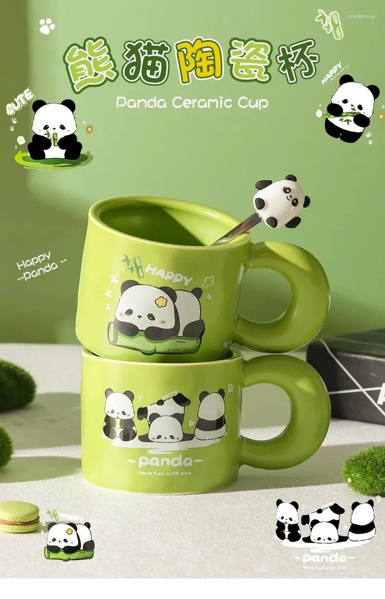 Canecas Bonito Panda Cerâmica Copo Grande Capacidade Chá e Café Café da Manhã Adequado para Meninas Casais Presentes de Natal
