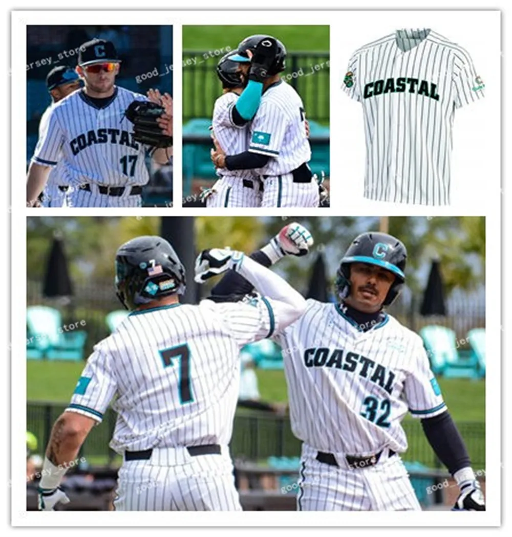 Custom Coastal Carolina Chanticleers Baseball Jersey Jacob Morrison Darin Horn Bryce Shaffer Matthew Potok Levi Huesman Any Name Numberh