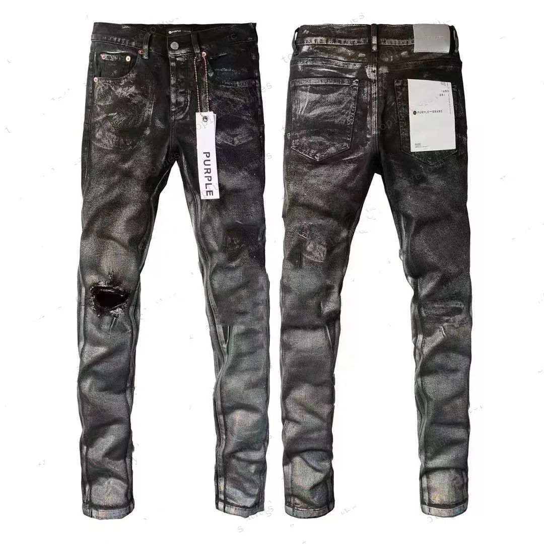 Pantalons pour hommes Zipper préféré Mens Purple Jeans Designer Fashion Distressed Ripped Bikers Femmes Ripped High Street Brand Patch Hole Denim cargo pour hommes pantalons noirs