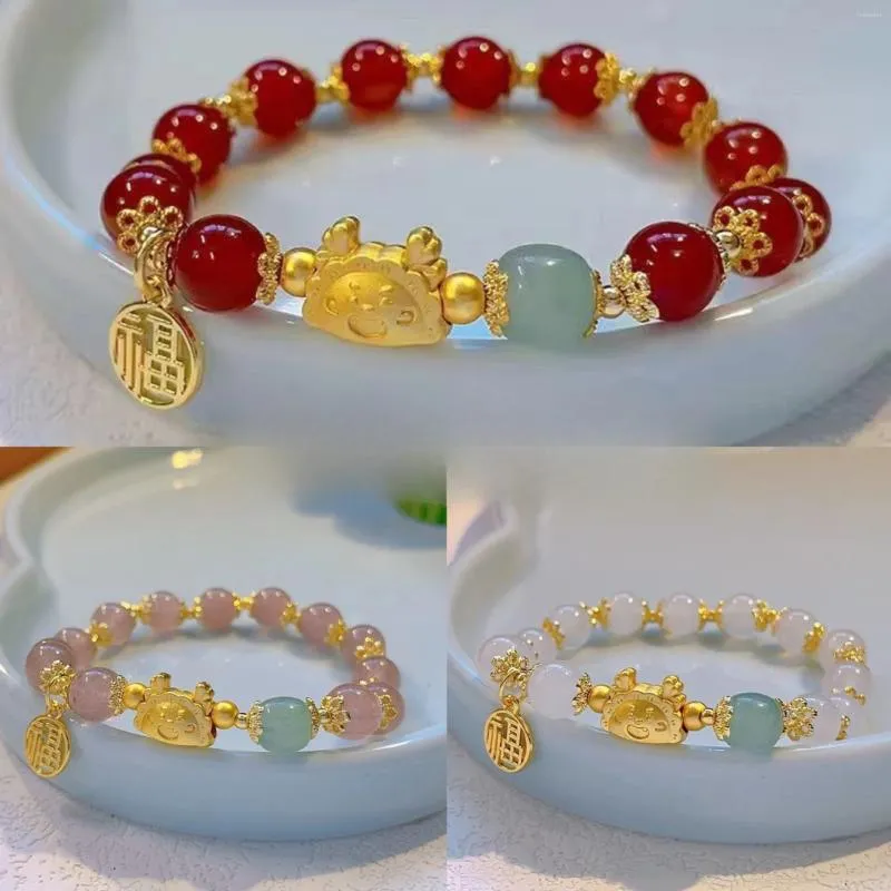 Strand 2024 Drago cinese braccialetto di perline rosse femminile Yilong gnocchi al vapore gioielli di alta qualità
