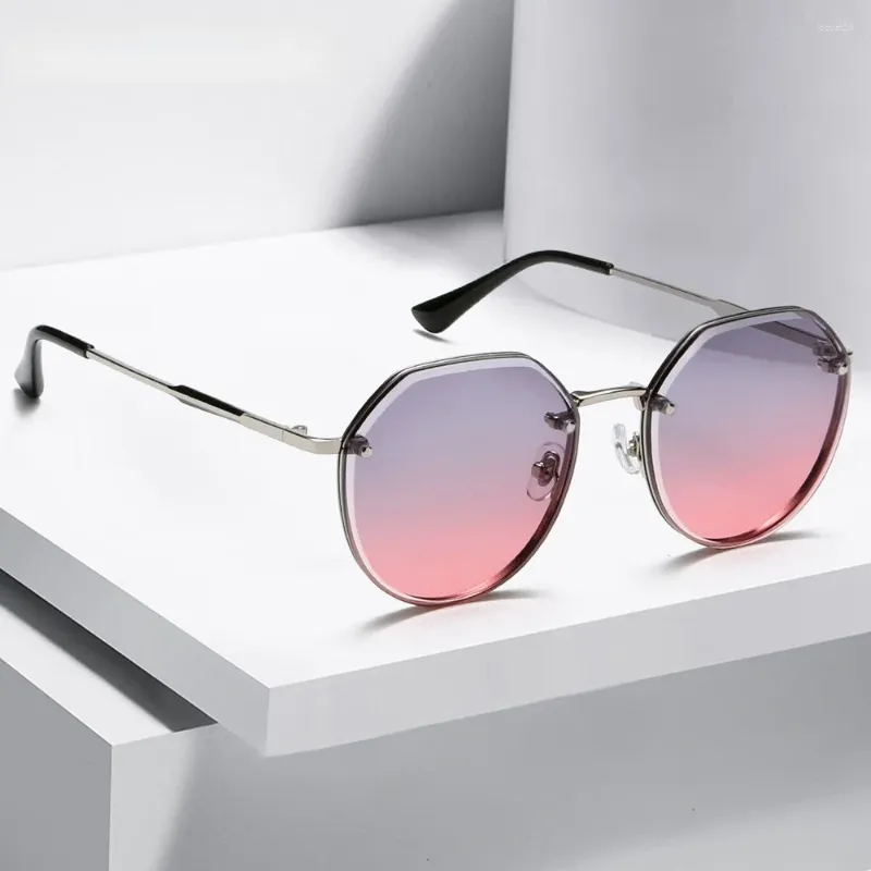 Sonnenbrille Mode Blau Randlos Rechteckig Für Frauen Männer Metall Quadrat Luxus Rahmenlose Sonnenbrille Unisex 2024 UV400