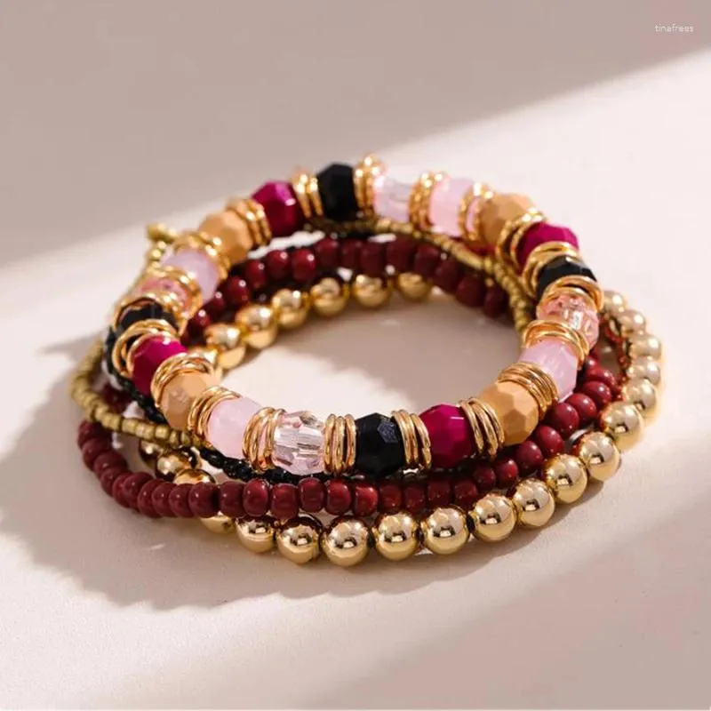 Pulseras con dijes, cuentas bohemias para mujer, conjunto de pulsera multicapa con colgante, brazaletes elásticos, regalo de joyería de moda femenina