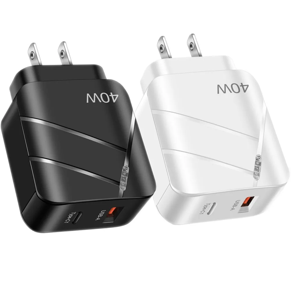 40W Dual Ports USB C Type C Pd Wall Charger سريع الشحن السريع للاتحاد الأوروبي محولات الطاقة في iPad iPhone 13 14 15 Samsung Xiaomi Huawei android Phone PC