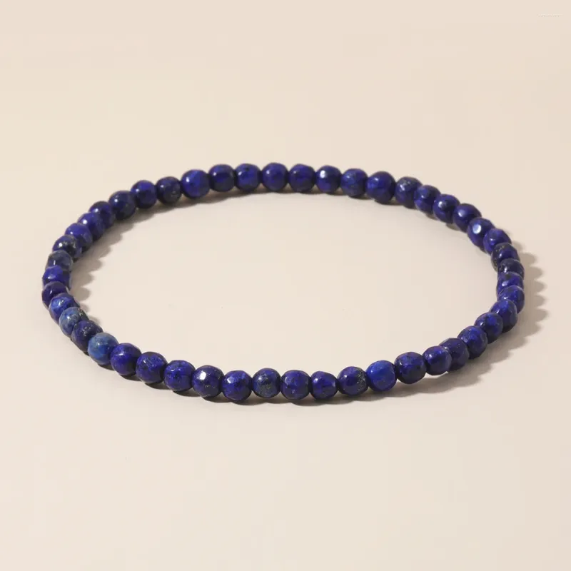 Strand YUOKIAA 4mm Minimalist Fashion Natural Cut Lapis Lazuli Beaded Bracelet For Men And Women Jewelry Meditation Yoga Birthday Gift