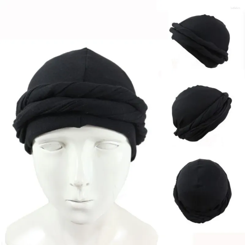 Berets Biker Headwrap Fashion Male Andana Cap Elastic Hat Men's Turban Headband Hip Hop Caps