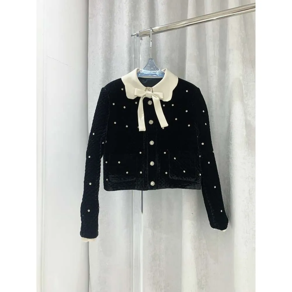Women's Knits & Tees Mm Family Autumn/winter Velvet Diamond Bow Coat Fashion Versatile Slim Knitted Shirt Short Cardigan