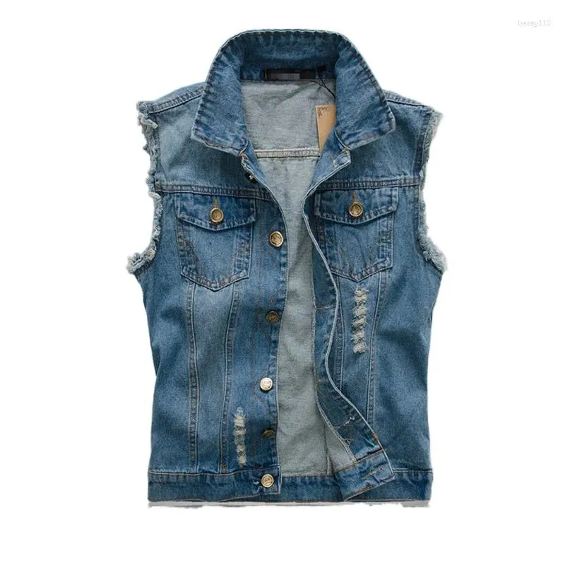 Gilet da uomo 2024 Giacca da uomo senza maniche in jeans da uomo Oversize 6XL Blu Gilet di jeans nero Gilet da cowboy