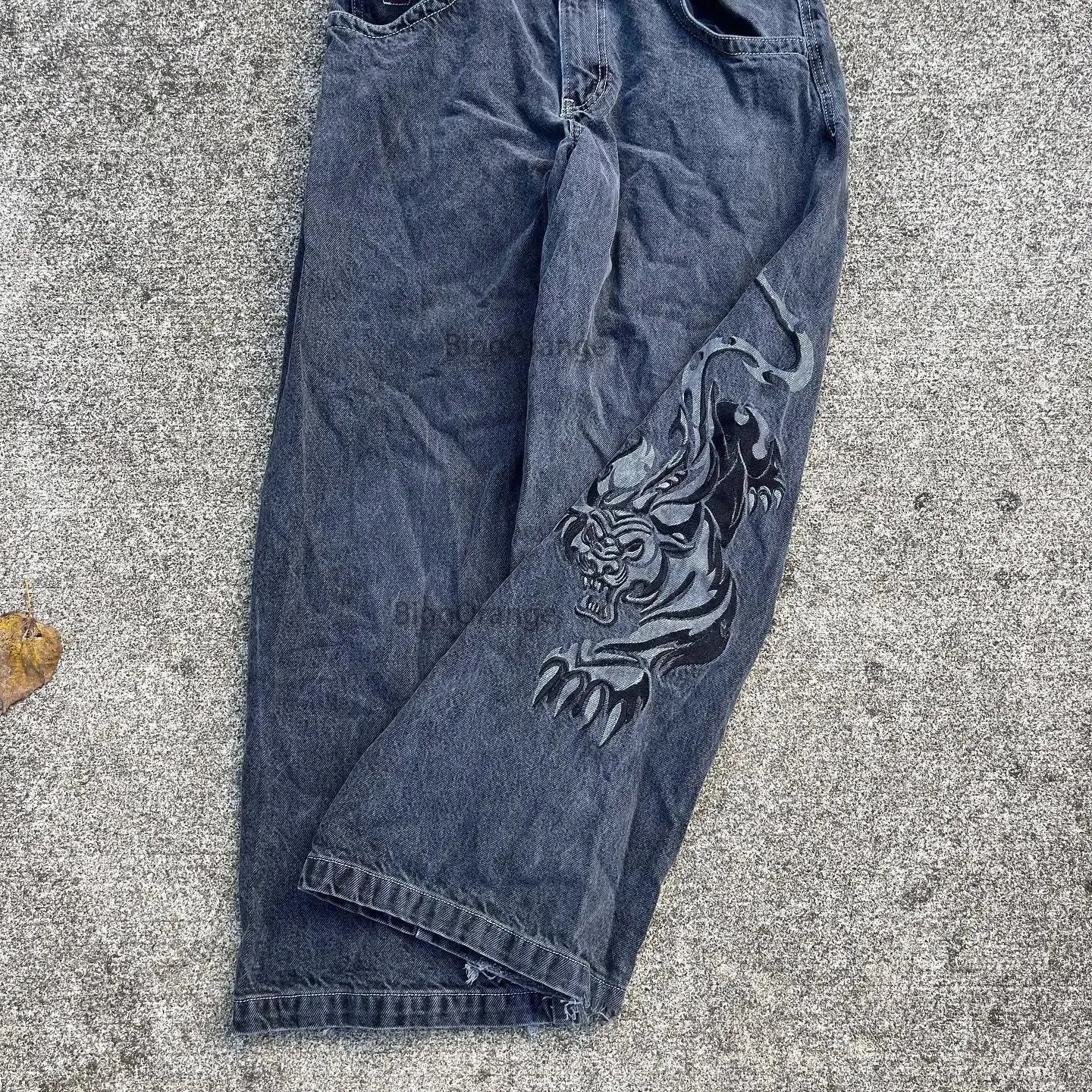 JNCO Men's Y2K Harajuku Skull Embroidered Retro baggy JNCO Men's Y2K Harajuku Skull Embroidered Retro baggy