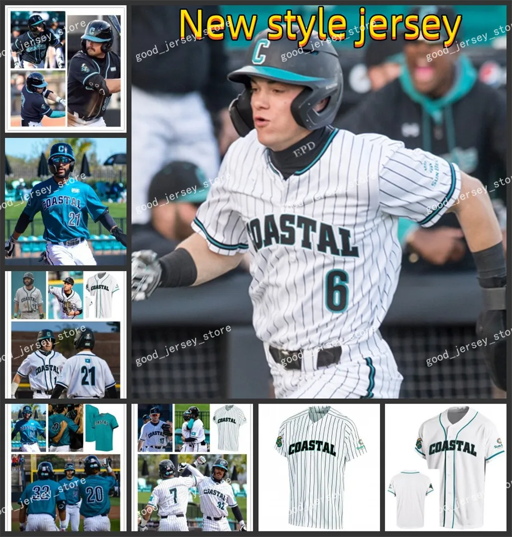 Maglia da baseball Coastal Carolina Chanticleers Jacob Morrison Darin Horn Bryce Shaffer Matthew Potok Levi Huesman Coastal Carolina Maglie Custom Mens Youth