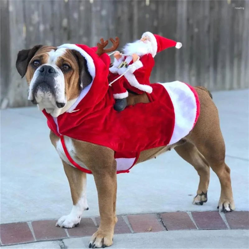 Vestuário para cães Roupas Natal Santa Trajes Festa de Natal Vestindo Roupas para Smal Médio Grande Cães Engraçados Pet Outfit Equitação