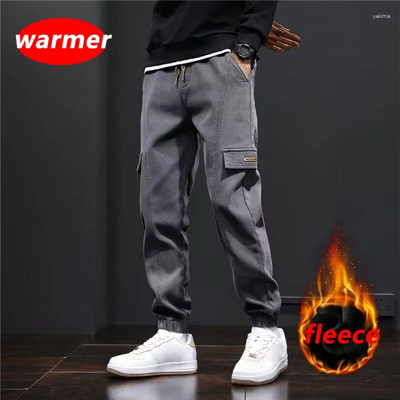 Mens Sweatpants Casual Heavyweight Fleece Cargo Pants Wide Leg