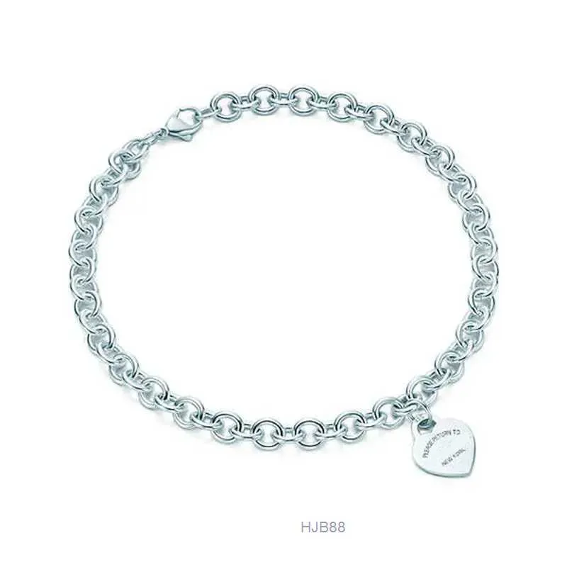 Populaire Tiffaniness Coeur En Forme De Croix Clé 925 Sterling Argent Bracelet Femme Bijoux À La Mode Simple Memorial Day Collier De Fête De Mariage 5gay