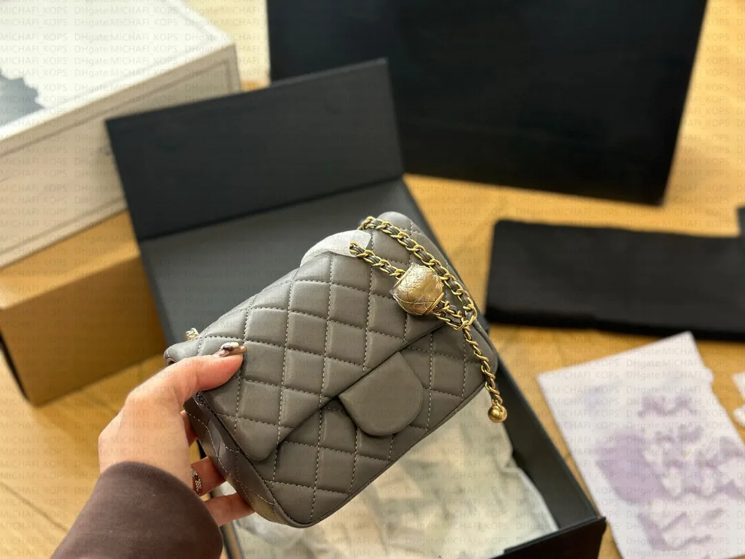 Модная сумка CF в бриллиантовую клетку, сумка через плечо, мини-классическая сумка с золотым шаром на цепочке, женская классическая дизайнерская сумка в клетку с бриллиантами