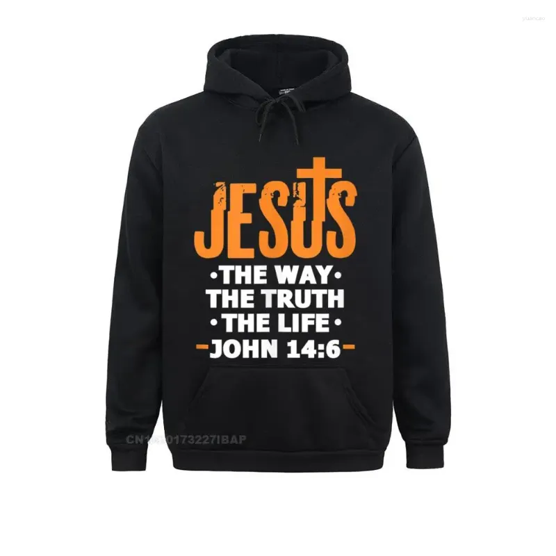 Hoodies masculinos jesus o caminho verdade vida joão cristão bíblia verso moletom com capuz engraçado moletom apertado para mulheres vintage roupas esportivas