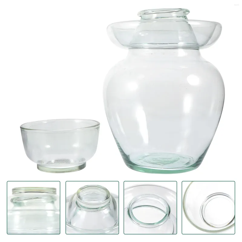 Bouteilles de stockage pot de cornichon en verre Fermentation ménage Transparent avec couvercle hermétique conteneur légume