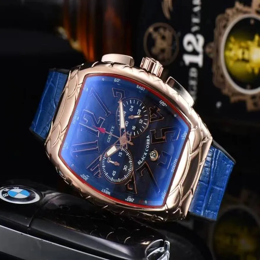 The high quality Luxury Watchbr-U1 quartz Watches All five needles work Bezel Stainless Steel Mens Watch franck brand BLACK COBRA 278o