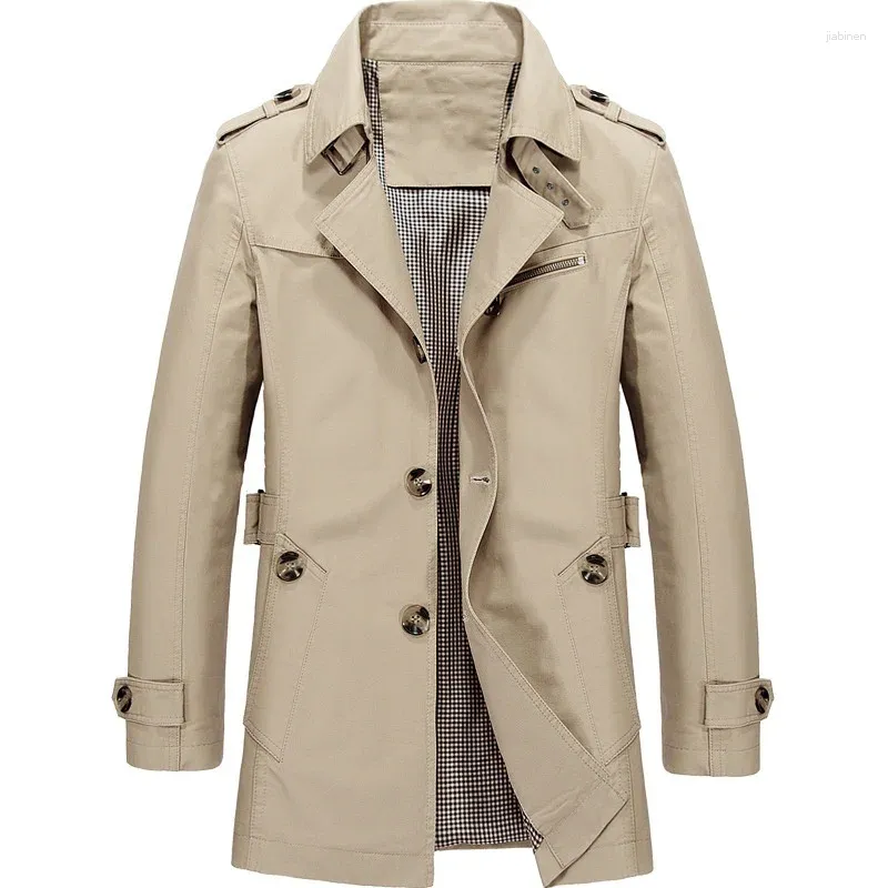 Męskie Trench Coats Business Windbreaker Długie kurtki czyste bawełniane swobodne 2024 Wiosna jesień zimowa moda mody Blazers