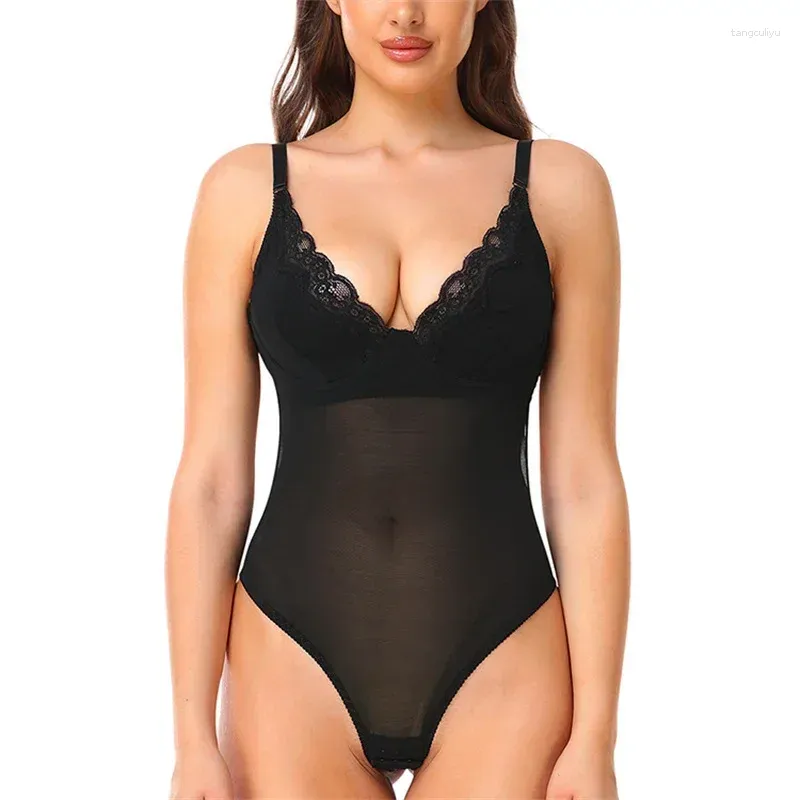 Kvinnors shapers kvinnor anti slip bodysuits formade djupa v rygglös bodysuit för bröllop kväll klänning thong sexig underkläder