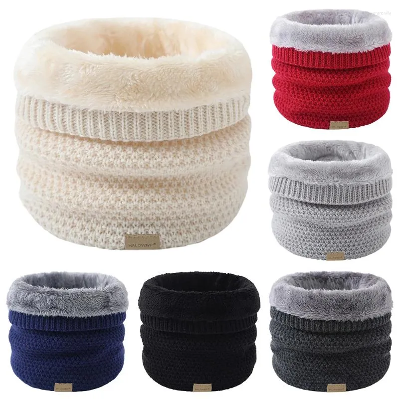 Scarves Winter Men Women Knitted Scarf Thicken Plush Snood Ladies Warm Wool Fur Neck Unisex Outdoor Pullover