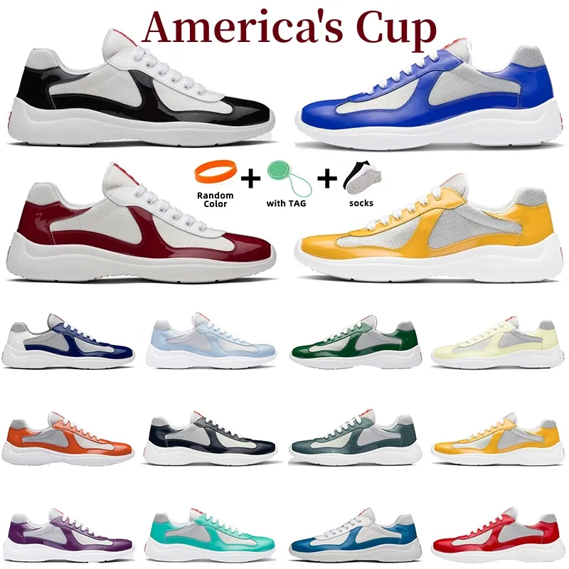 35-46 Designer Americas Cup Sapatos casuais masculinos Sapatos esportivos femininos Sapatos de tênis de baixo Top Men Rubrote Sole Fabric Patent Leather Wholesale Desconto Trainer