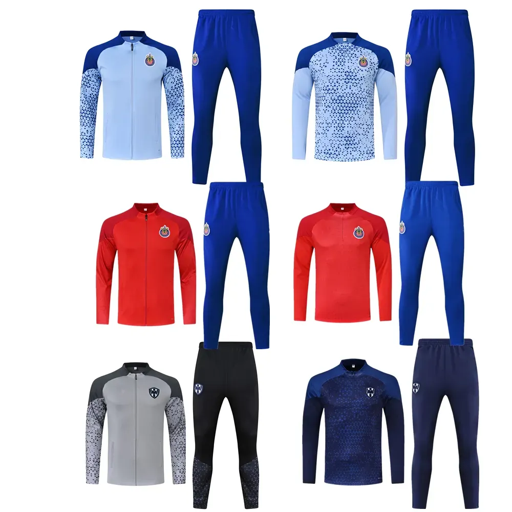 2023 24 CHIVAS MONTERREY TRACKSUITS SETTS Män utomhus fotboll kostymer hem kit jackor sportkläder vandring fotboll träning