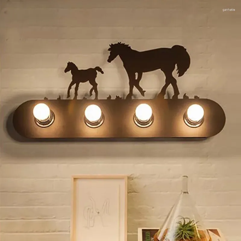 Wall Lamp LED European Creative Simple Retro Interior Lighting Home Children's Bedroom Bedside Bar Mall Cafe KTV Leisure El